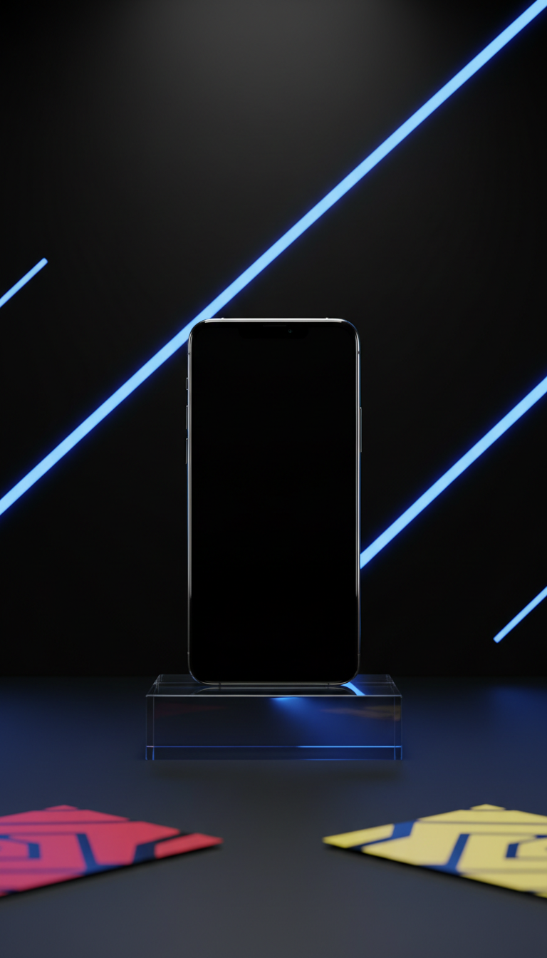 Minimalistisches Black Smartphone mit Chrome Trim